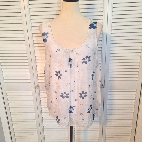 Marina gigli Italian silk sleeveless daisy blouse top small - Picture 1 of 6